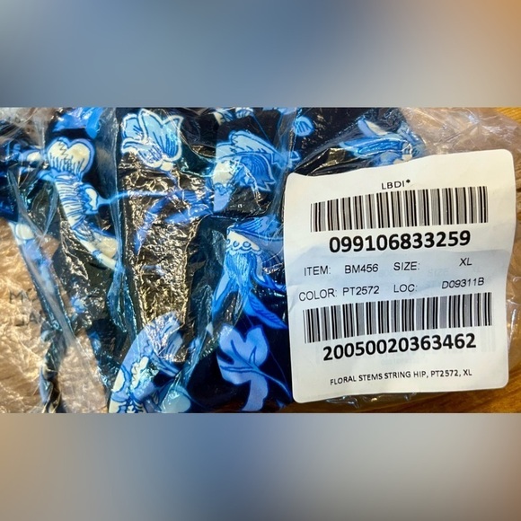 NWT J. Crew String Hipster Full-Coverage Bikini Bottom, Midnight-Blue Floral, XL - Picture 11 of 13